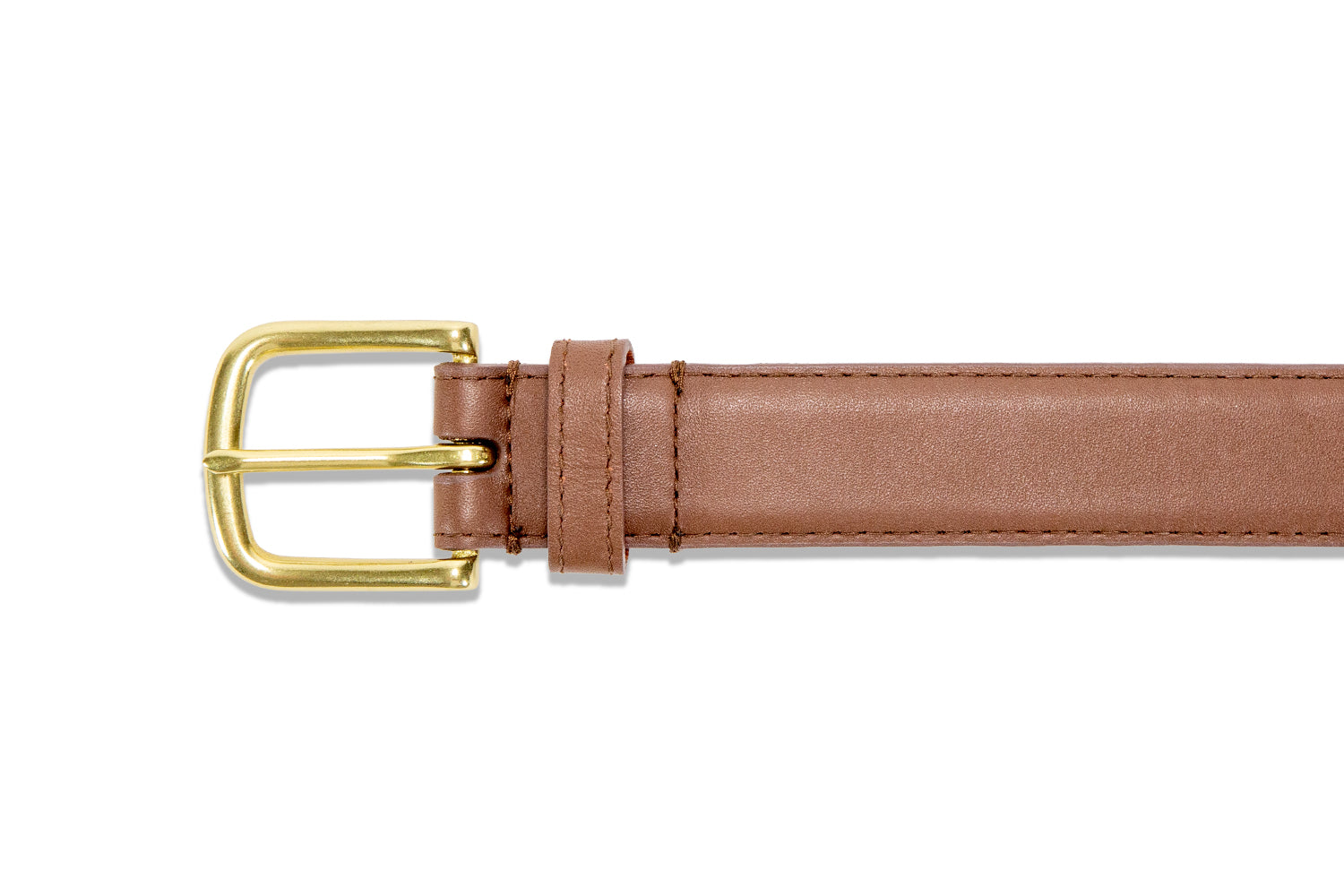Men's Gold Buckle Leather Belt Caramel Full Grain / 38 Men's Gold Buckle Leather Belt Caramel Full Grain / 38