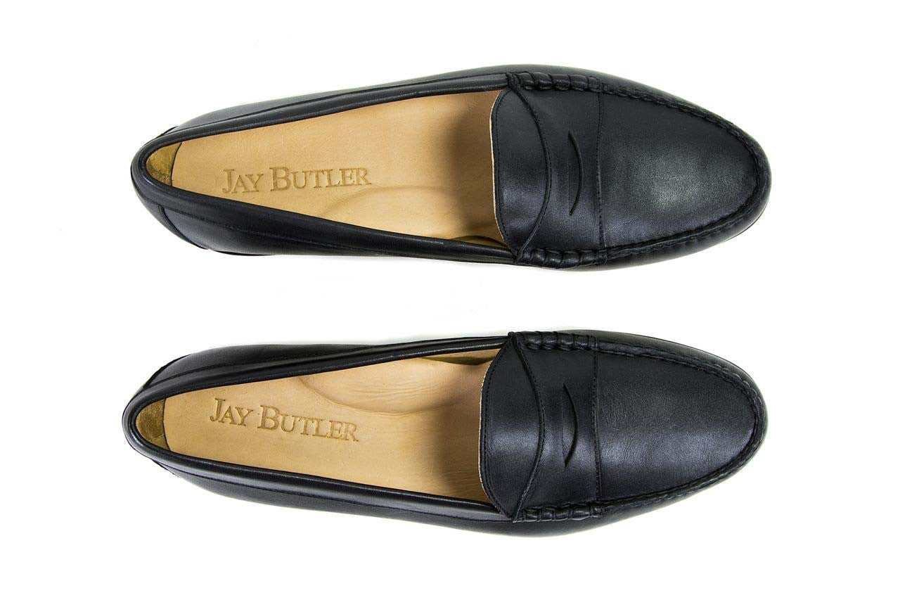 leather dress loafers Greg Penny Loafer Black Antique