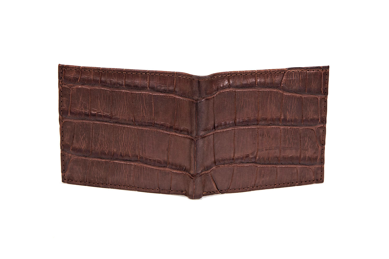 Alligator Leather Bifold Wallet, Brown Alligator