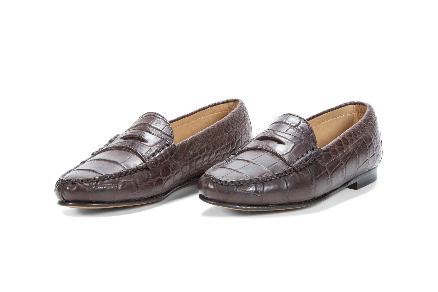 Alligator Leather Cromwell Penny Loafer, Dark Brown Alligator / 10.0 Alligator Leather Cromwell Penny Loafer, Dark Brown Alligator / 10.0