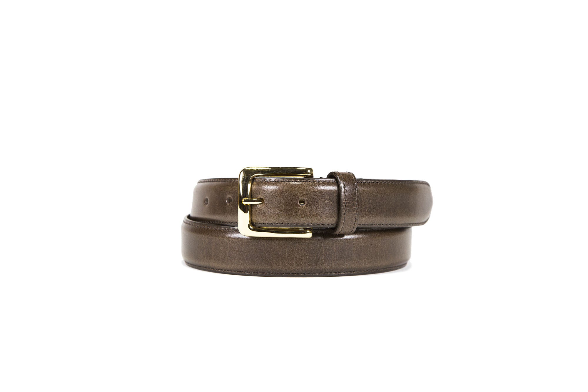 Men's Gold Buckle Leather Belt Dark Brown Full Grain / 40 Men's Gold Buckle Leather Belt Dark Brown Full Grain / 40