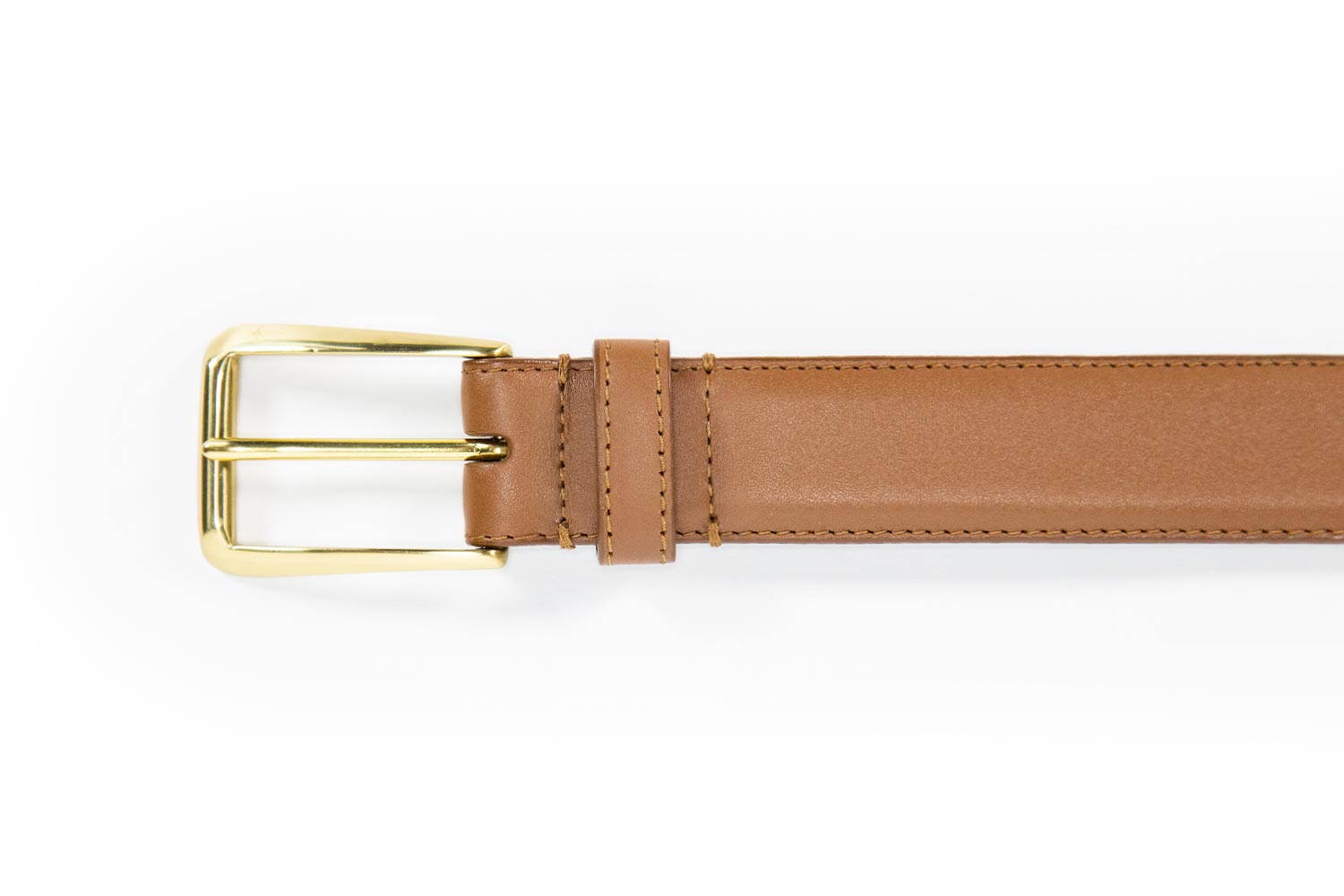 Men's Gold Buckle Leather Belt Dark Brown Full Grain / 40 Men's Gold Buckle Leather Belt Dark Brown Full Grain / 40
