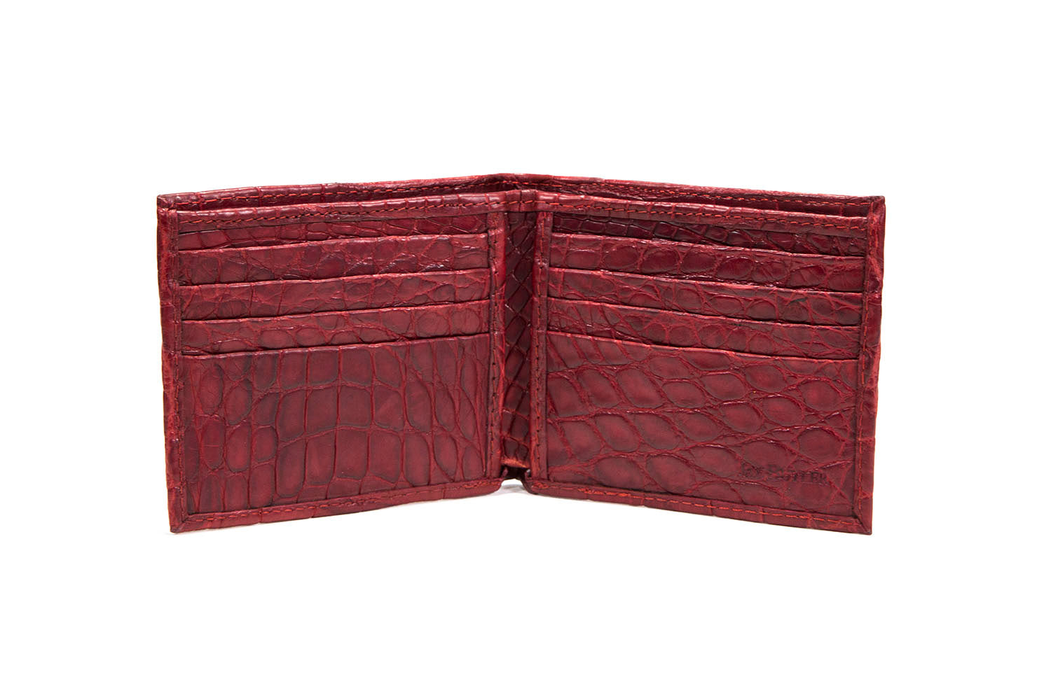 Alligator Leather Bifold Wallet, Red Alligator
